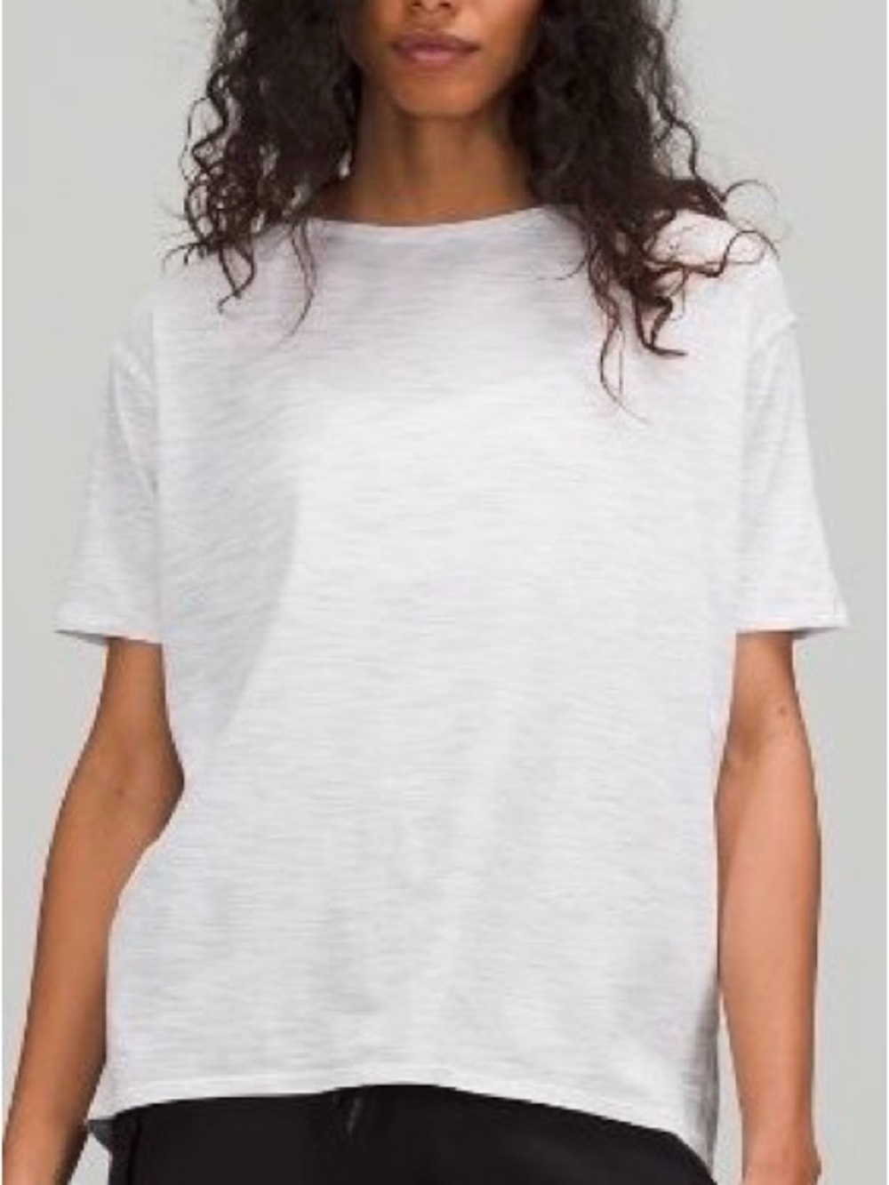 Lululemon Back in Action Short Sleeve Shirt 12 Ice Grey White Relaxed